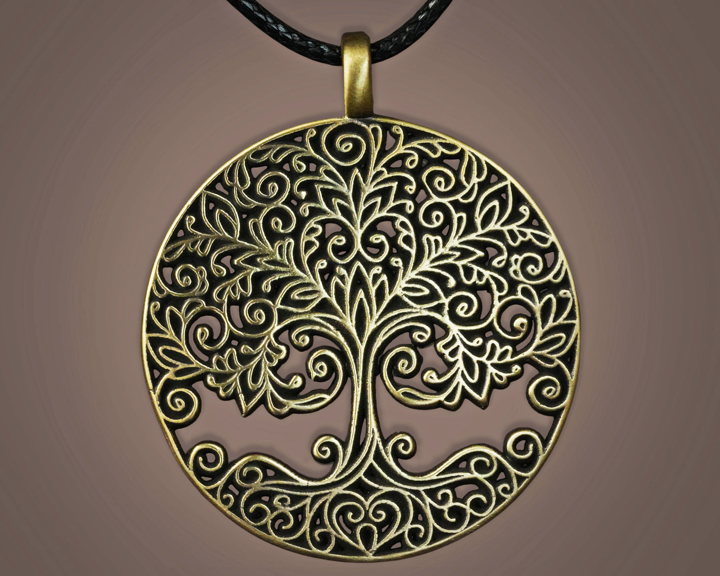 Handmade Filigree Tree of Life Brass 925 Sterling Silver Real Metal Intricate Viking Celtic Yggdrasil For Women and Men, Adjustable String