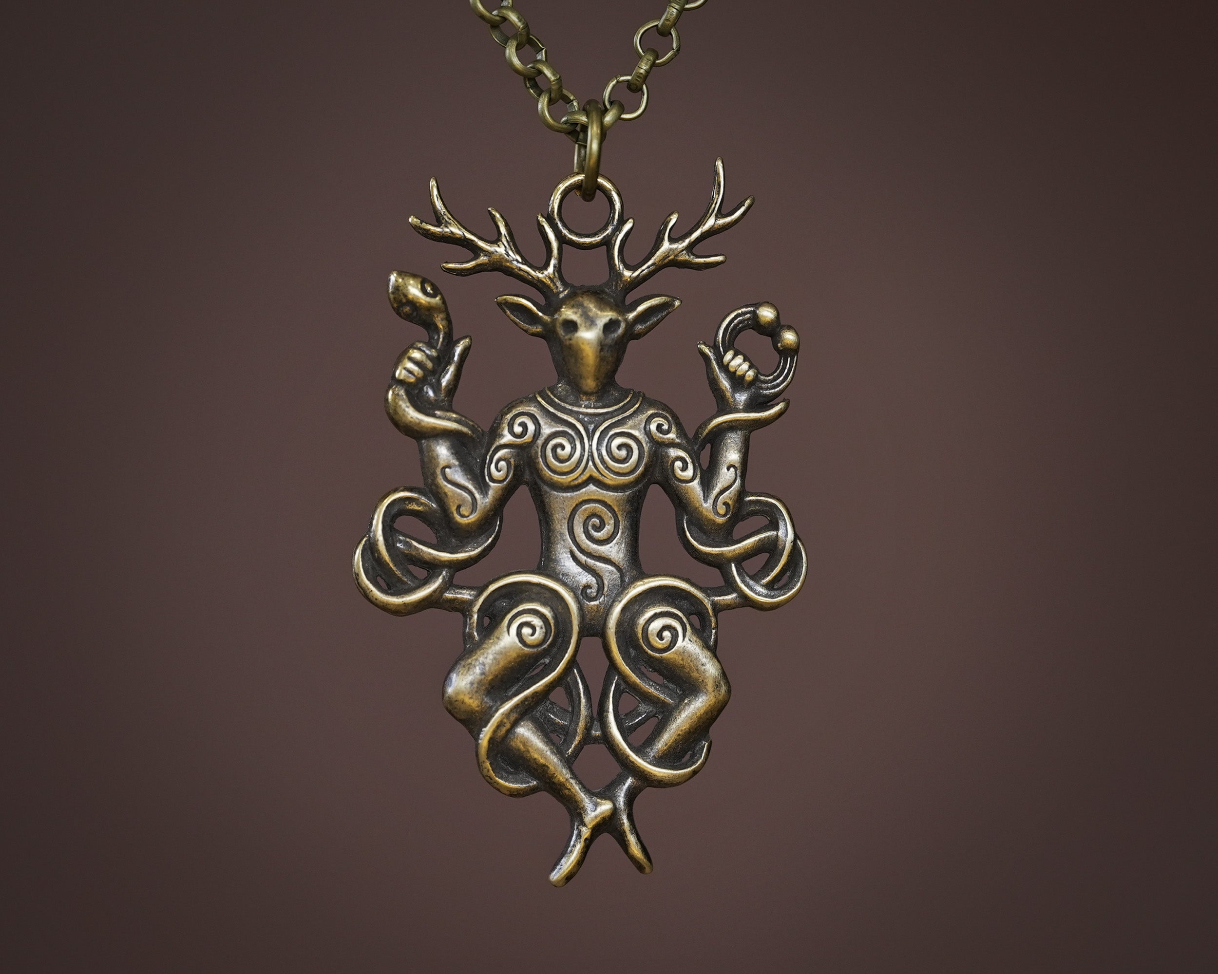Cernunnos Horned God Necklace, Celtic Antler Pendant, Nature