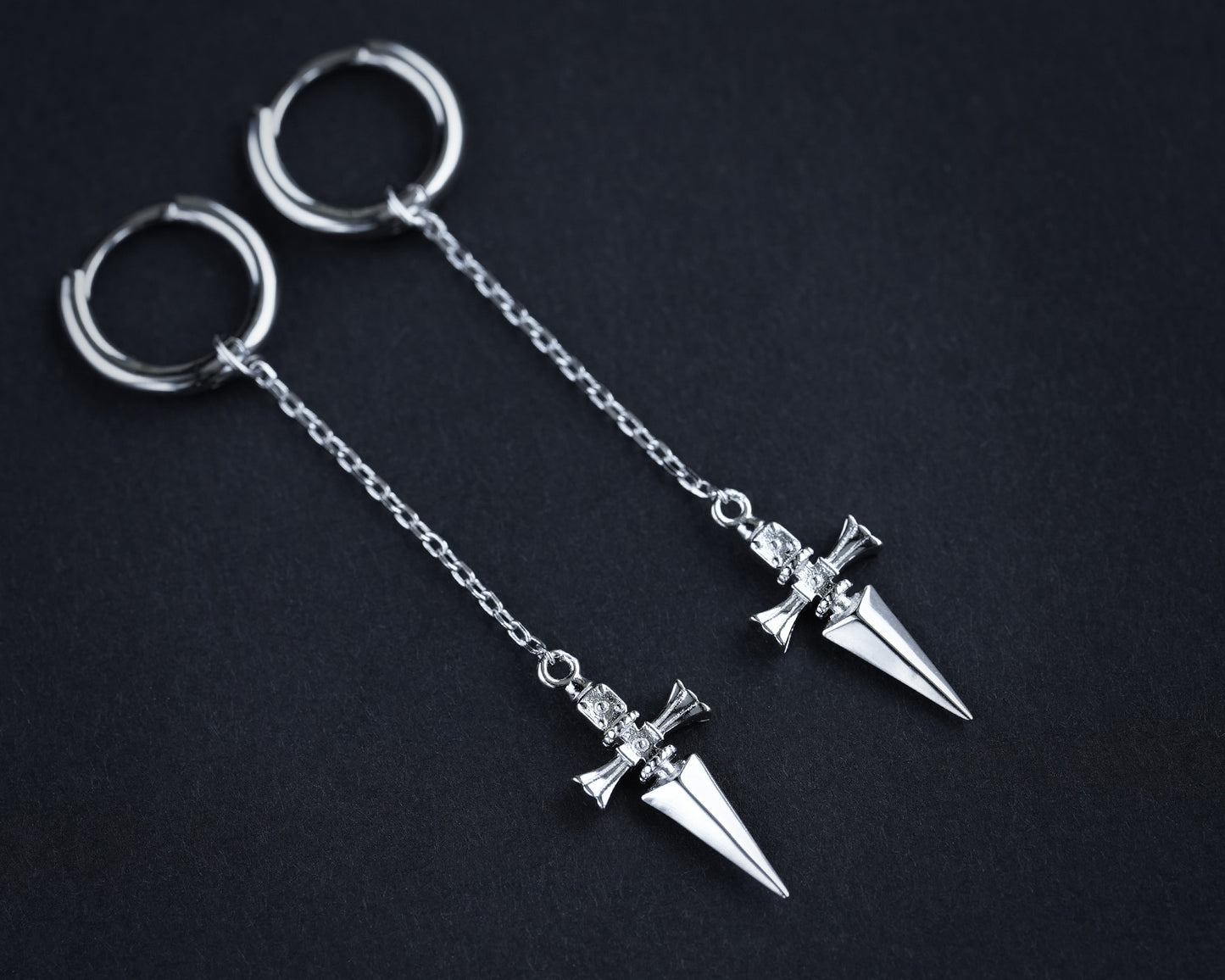 Kurapika Judgement Chain Anime Cosplay Huggie Hoop Spike Earrings Jewelry H x H 925 Sterling Silver