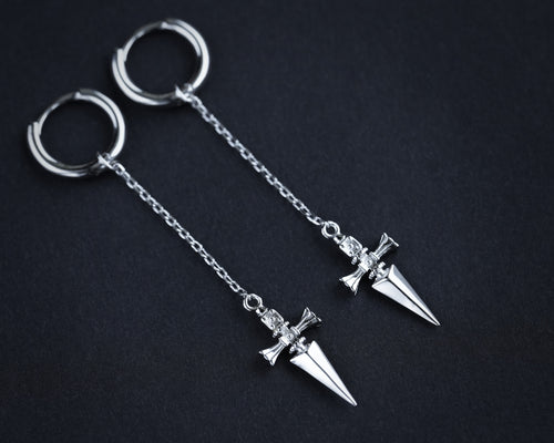 Kurapika Judgement Chain Anime Cosplay Huggie Hoop Spike Earrings Jewelry H x H 925 Sterling Silver