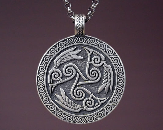 Keltische Göttin Morrigan Drei Raben Morrighan Triskelion Triskele Anhänger Halskette Charm Medaillon
