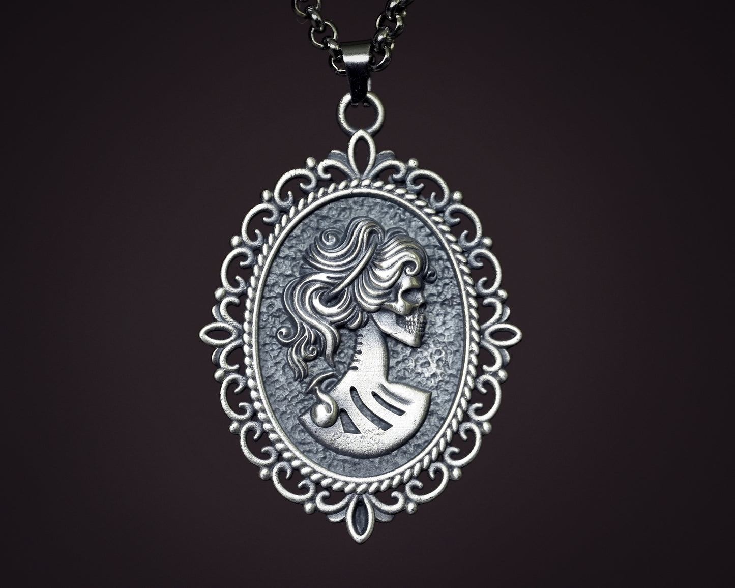 Gothic Wiccan Pagan Witchcraft Victorian Lady Girl Woman Skeleton Necklace Pendant choker With Chain Charm for women Vintage