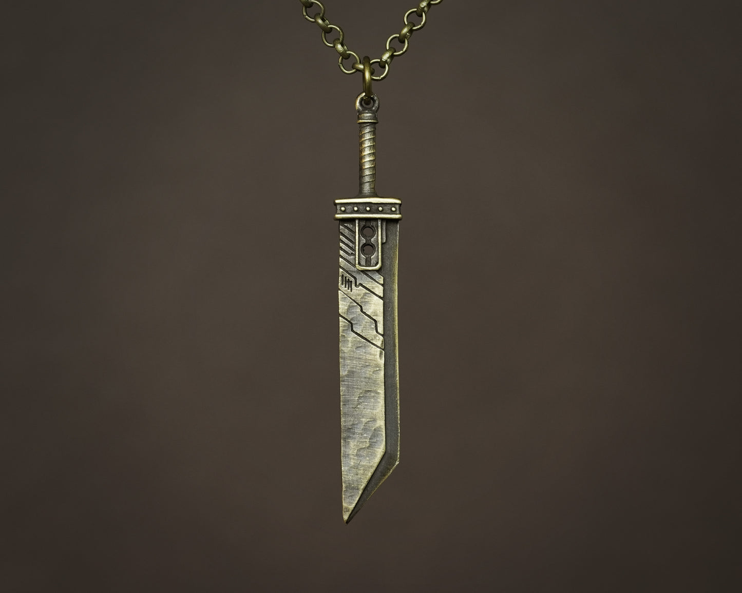 Final Fantasy VII Cloud Buster Sword Pendant With Chain Made From 925 Sterling Silver