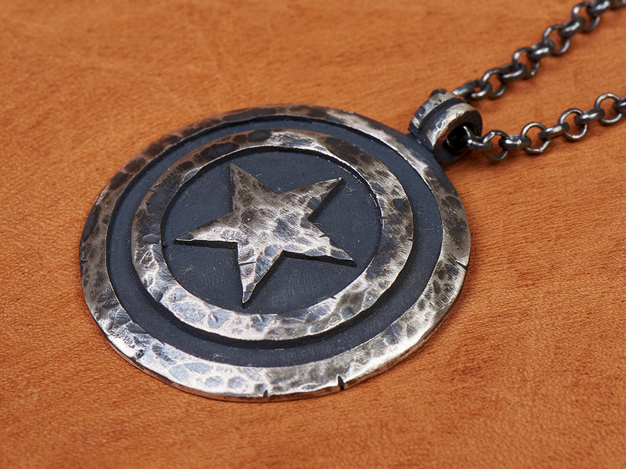 Captain America Schild Halskette Anhänger Amulett mit Kette