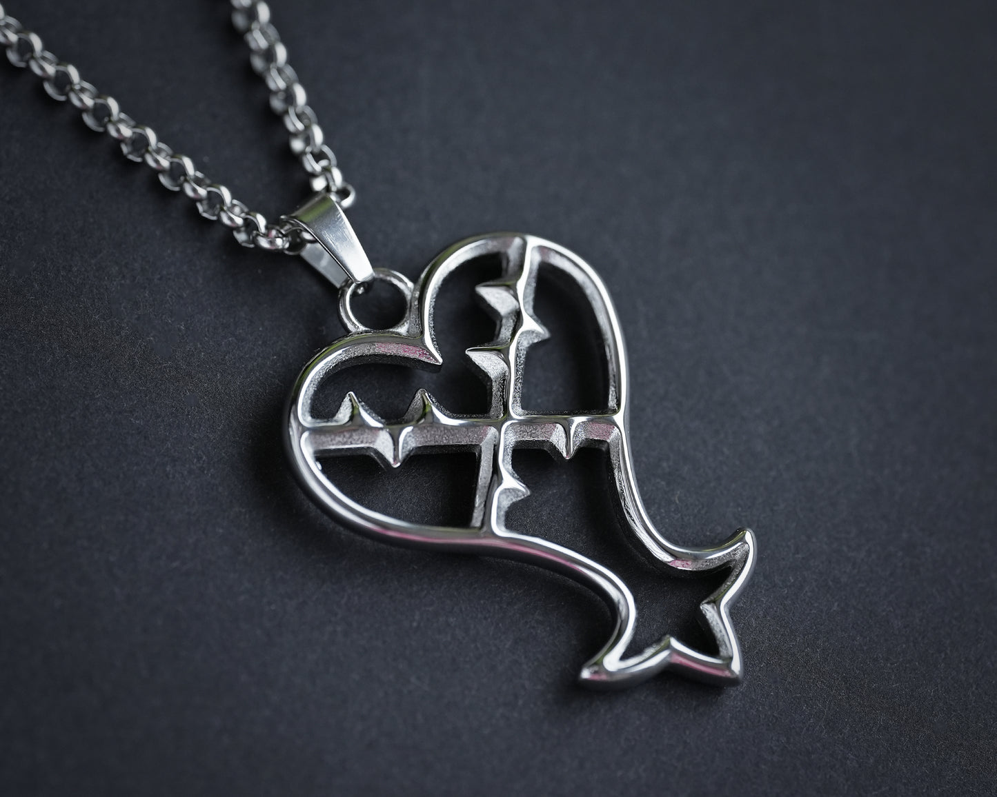 Kingdom Heart Heartless Pendant Necklace Jewelry Amulet Talisman 925 Sterling Silver