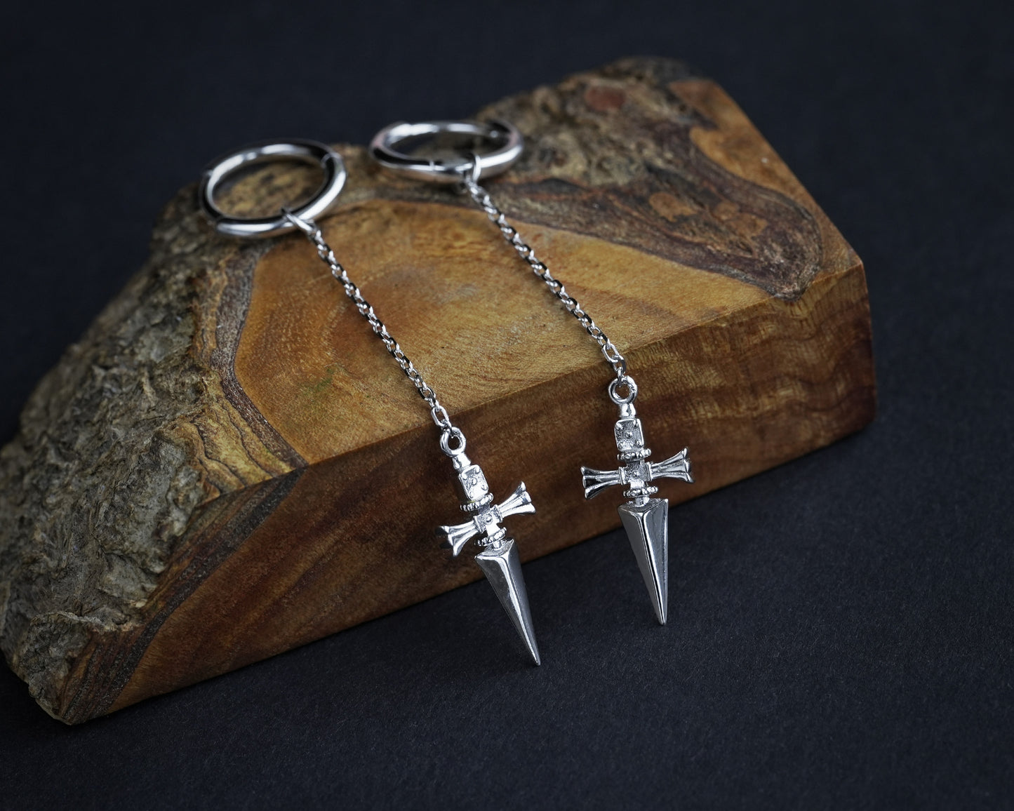 Kurapika Judgement Chain Anime Cosplay Huggie Hoop Spike Earrings Jewelry H x H 925 Sterling Silver