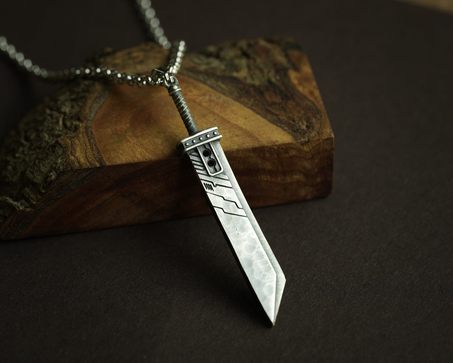 Final Fantasy VII Cloud Buster Sword Pendant With Chain Made From 925 Sterling Silver
