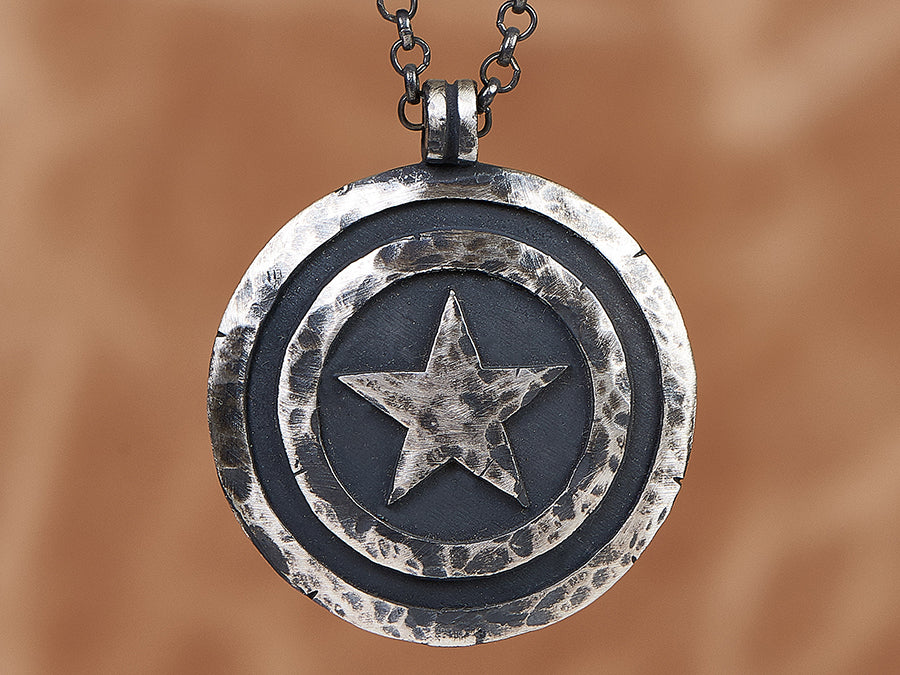 Captain America Schild Halskette Anhänger Amulett mit Kette