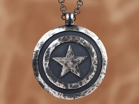 Collier pendentif amulette bouclier Captain America avec chaîne