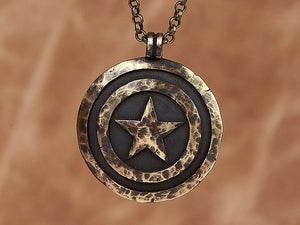 Collier pendentif amulette bouclier Captain America avec chaîne