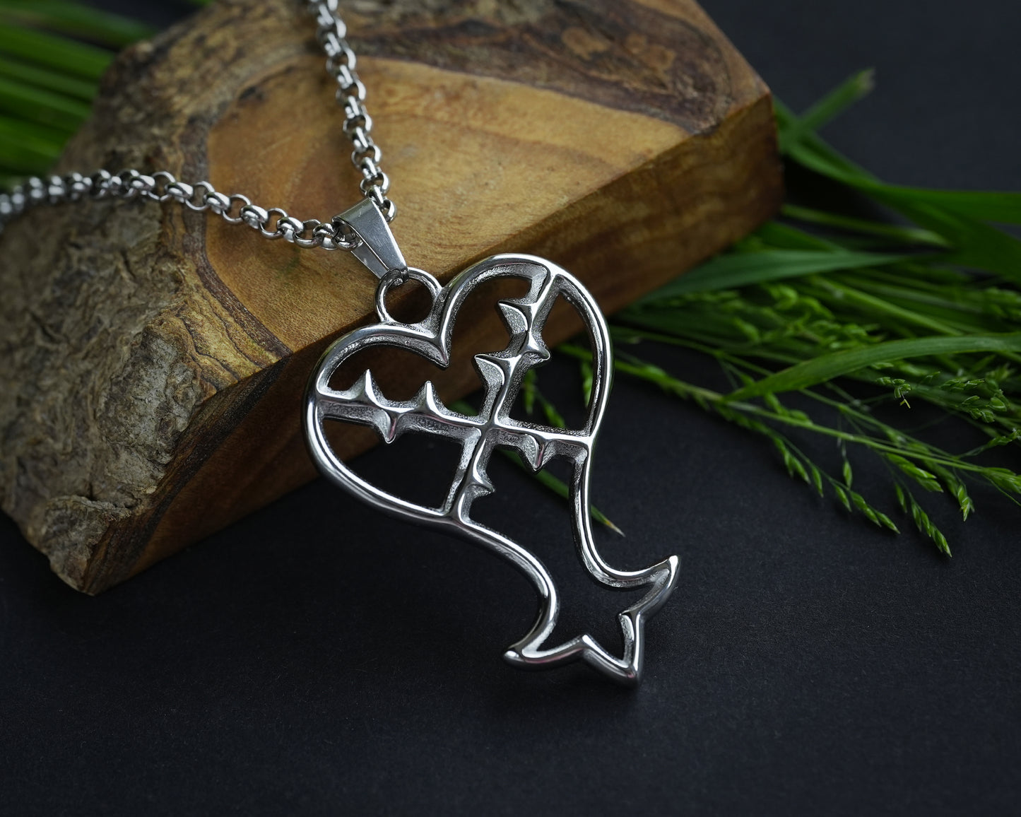 Kingdom Heart Heartless Pendant Necklace Jewelry Amulet Talisman 925 Sterling Silver