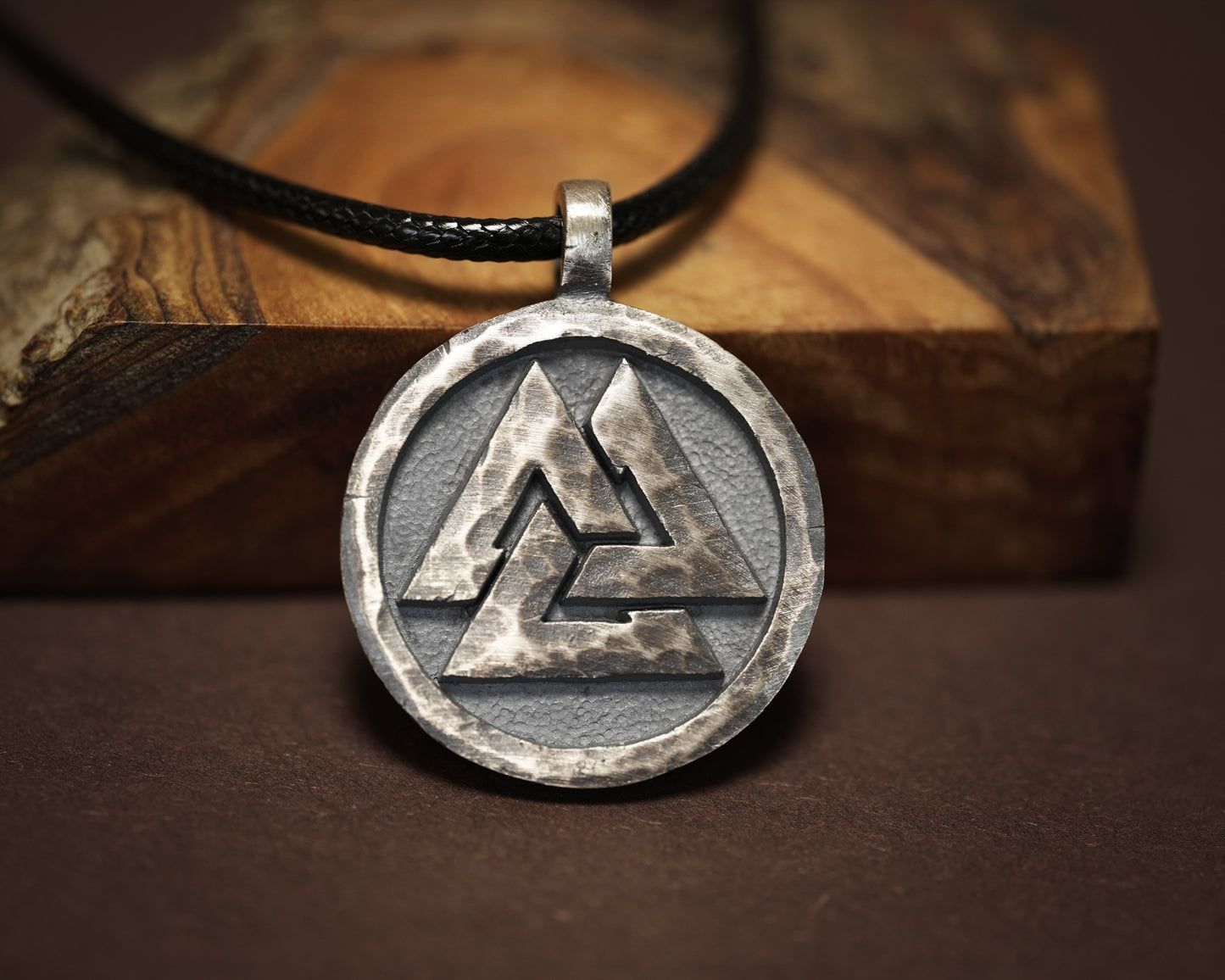 Wikinger-Anhänger Valknut-Krieger, nordischer Schmuck, Halskettenanhänger, Amulett, Odin mit verstellbarer Schnur