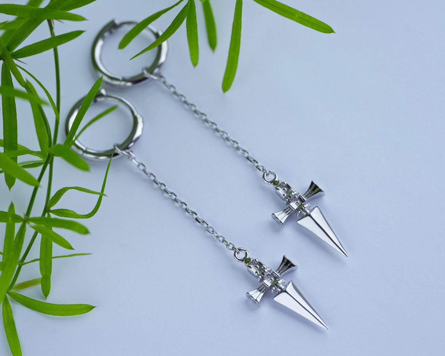 Kurapika Judgement Chain Anime Cosplay Huggie Hoop Spike Earrings Jewelry H x H 925 Sterling Silver