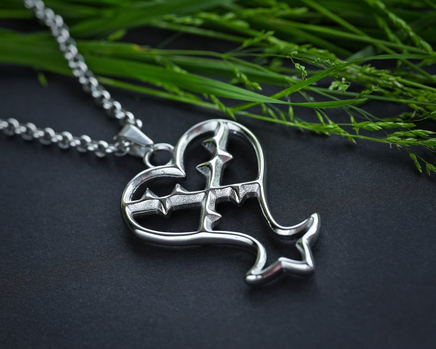 Kingdom Heart Heartless Pendant Necklace Jewelry Amulet Talisman 925 Sterling Silver