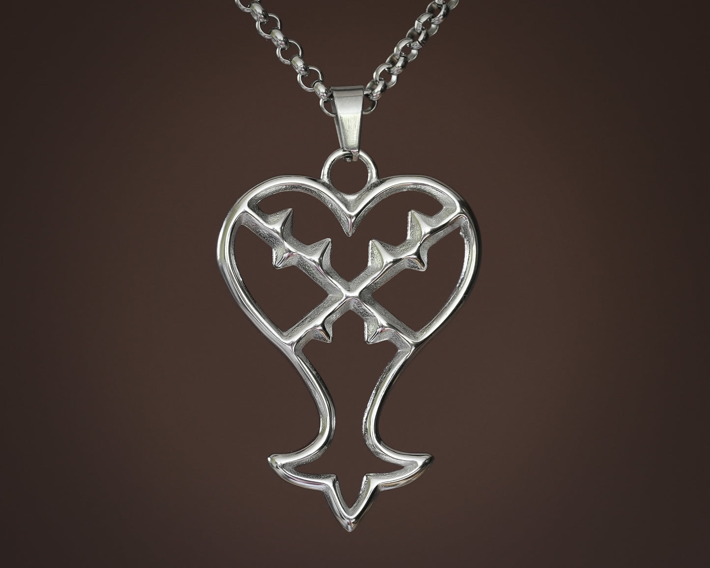 Kingdom Heart Heartless Pendant Necklace Jewelry Amulet Talisman 925 Sterling Silver