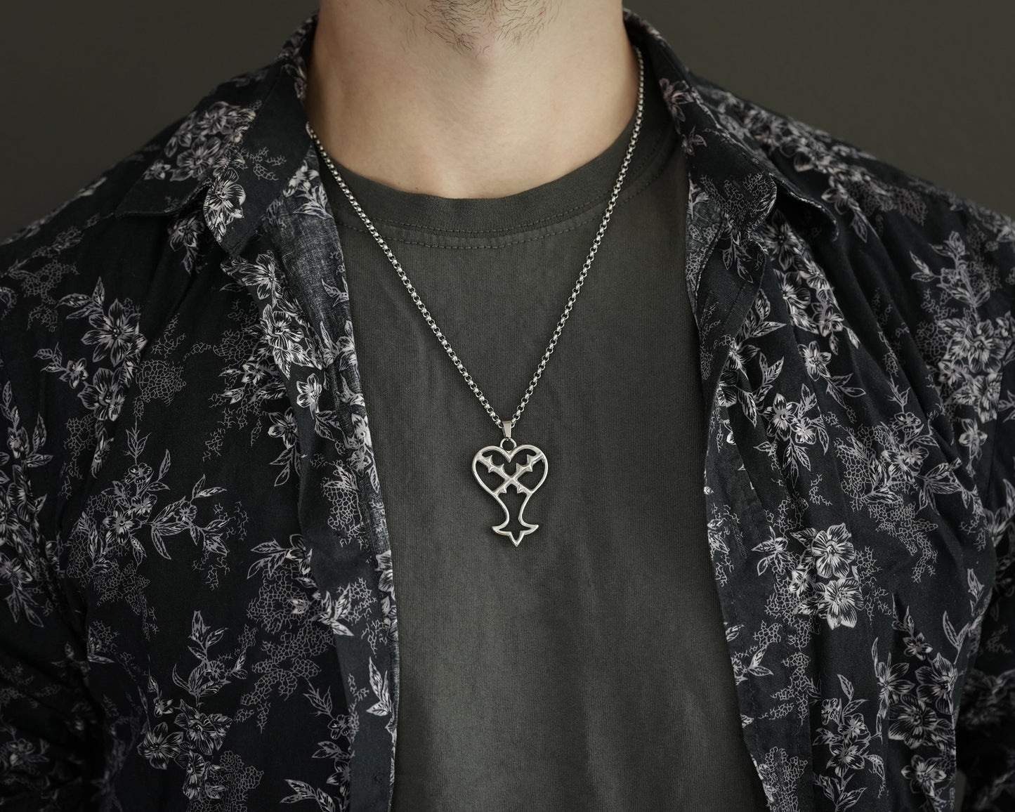 Kingdom Heart Heartless Pendant Necklace Jewelry Amulet Talisman 925 Sterling Silver