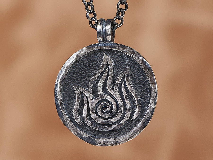 925 Sterling Silver Avatar Last Airbender Fire Nation Necklace Pendant - Baldur Jewelry