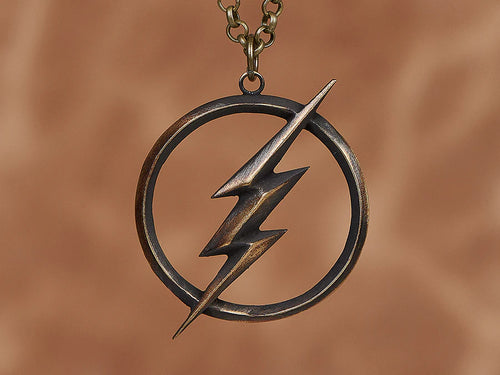 925 Sterling Silver / Brass Lightning Bolt DC Superhero Flash Necklace Pendant Amulet Jewelry Accessories