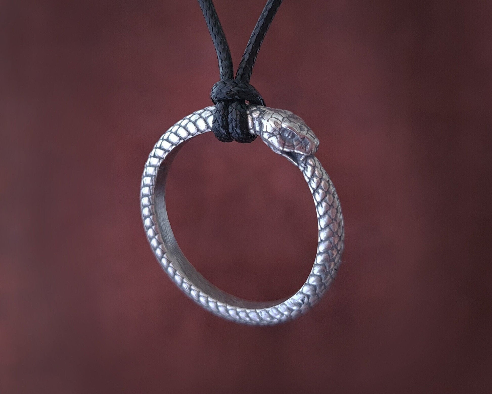 925 Sterling Silver / Brass Ouroboros Snake Viper Ring Necklace Pendant Charm - Baldur Jewelry