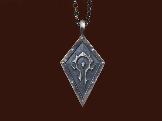 925 Sterling Silver / Brass WoW Horde Necklace Pendant Jewelry - Baldur Jewelry