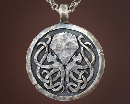 925 Sterling Silver Cthulhu Necklace Pendant Amulet With Chain - Baldur Jewelry