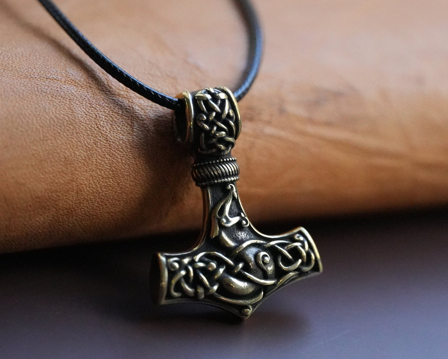 925 Sterling Silver Double - Sided Viking Dragon Thors Hammer Thor Mjölnir Mjolnir Necklace Pendant Jewelry For Men and Women - Fast Delivery - Baldur Jewelry