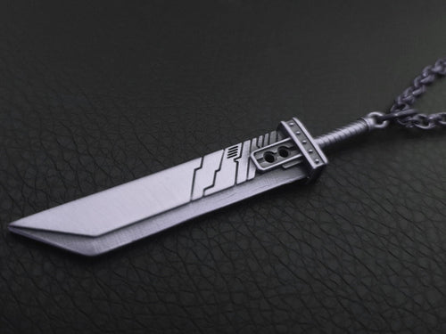 925 Sterling Silver Final Fantasy VII Cloud Buster Sword Necklace Pendant Jewelry - Baldur Jewelry