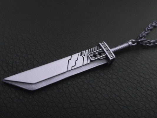 925 Sterling Silver Final Fantasy VII Cloud Buster Sword Necklace Pendant Jewelry - Baldur Jewelry