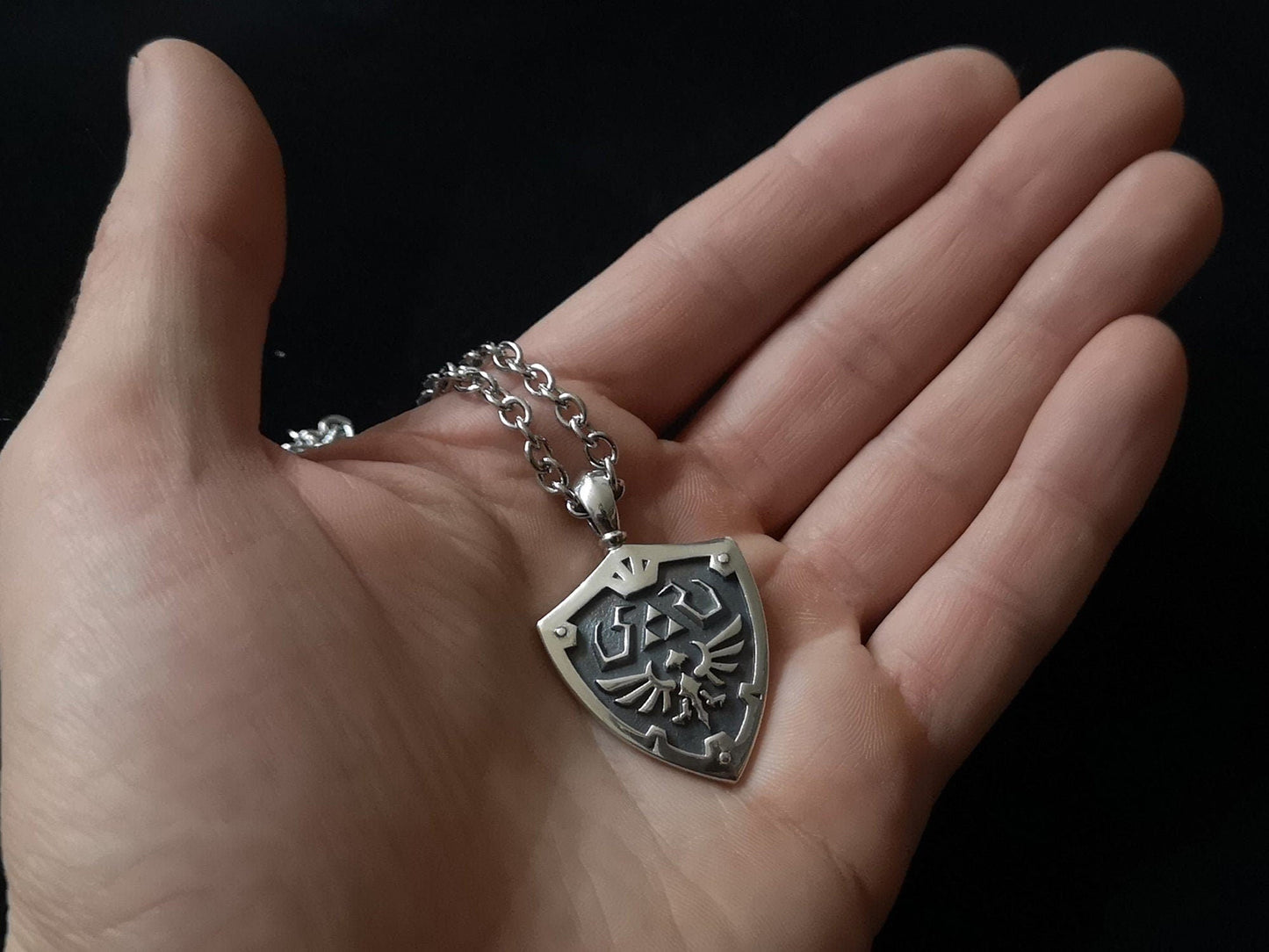 925 Sterling Silver Hylian Shield Necklace Pendant Jewelry - Baldur Jewelry