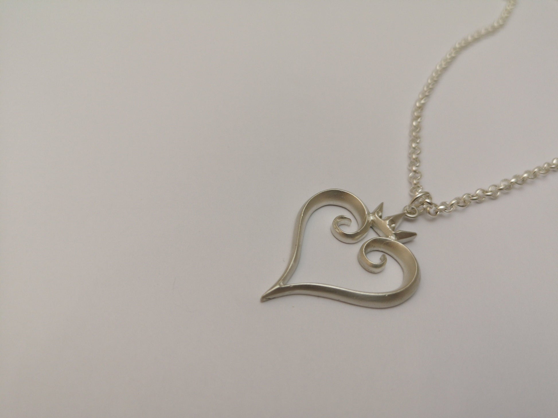 925 Sterling Silver Kingdom Heart Pendant Necklace Jewelry Amulet Talisman - Baldur Jewelry