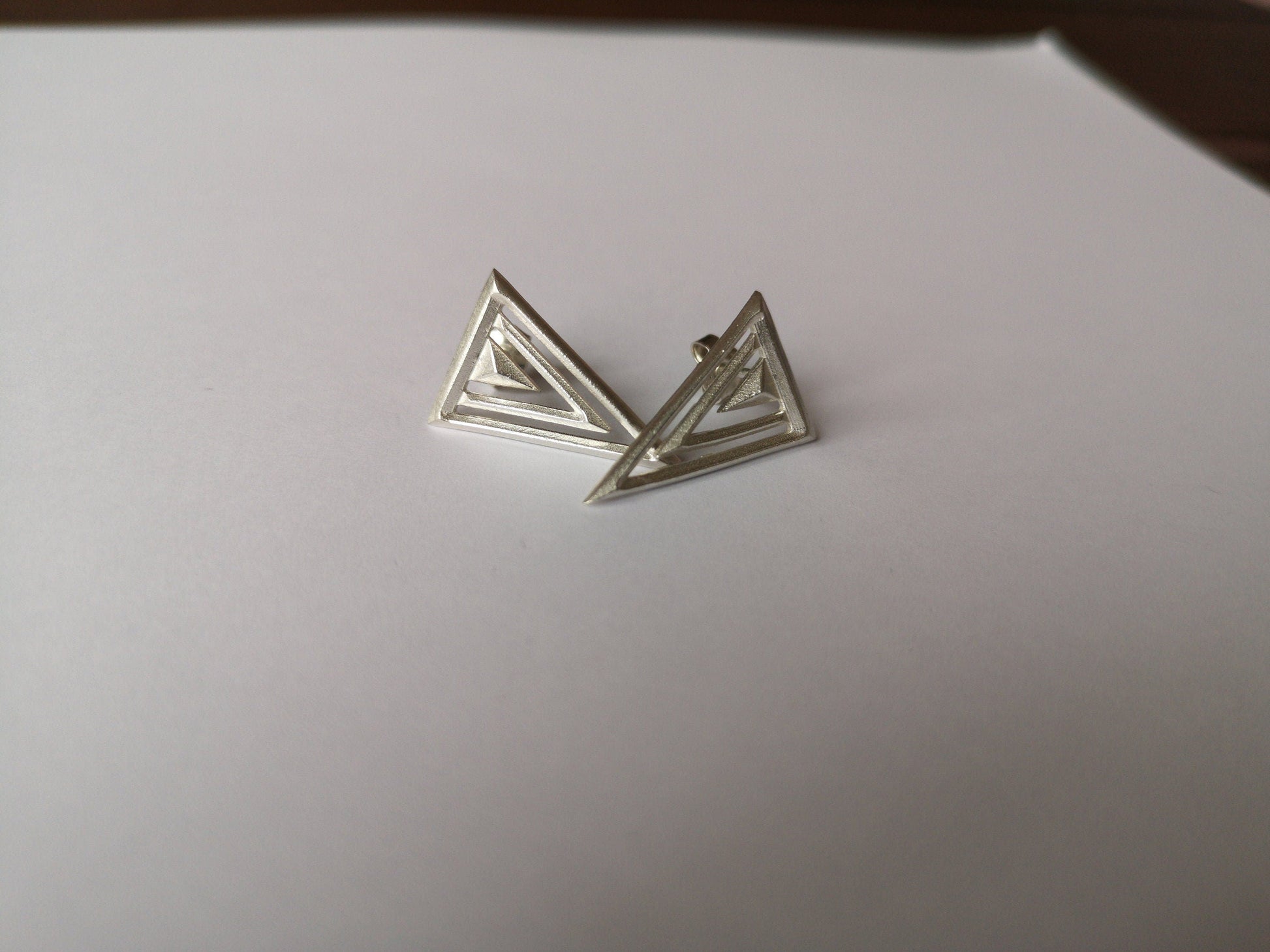 925 Sterling Silver Minimalist earrings stud triangle geometric earring - Baldur Jewelry