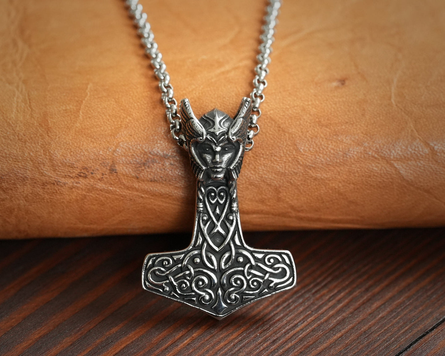 925 Sterling Silver Valkyrie Freya Shieldmaiden Woman Viking Thors Hammer Necklace Pendant Lagertha Charm - Baldur Jewelry