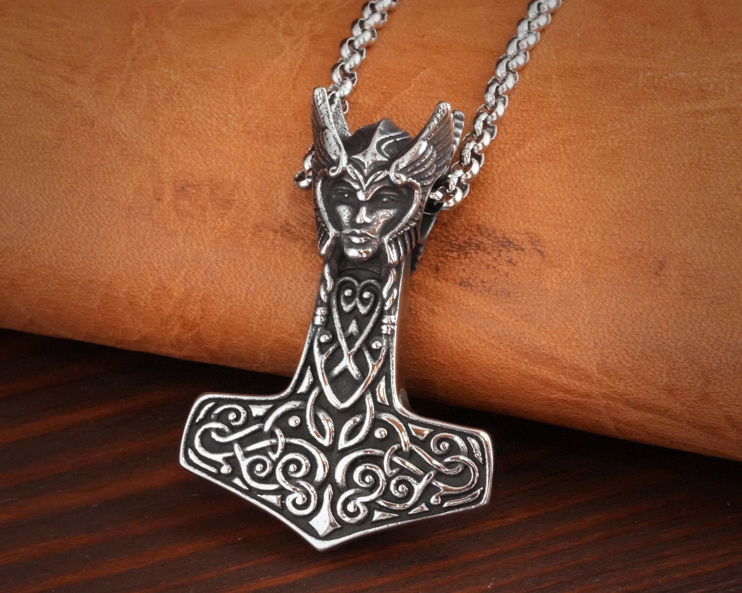 925 Sterling Silver Valkyrie Freya Shieldmaiden Woman Viking Thors Hammer Necklace Pendant Lagertha Charm - Baldur Jewelry