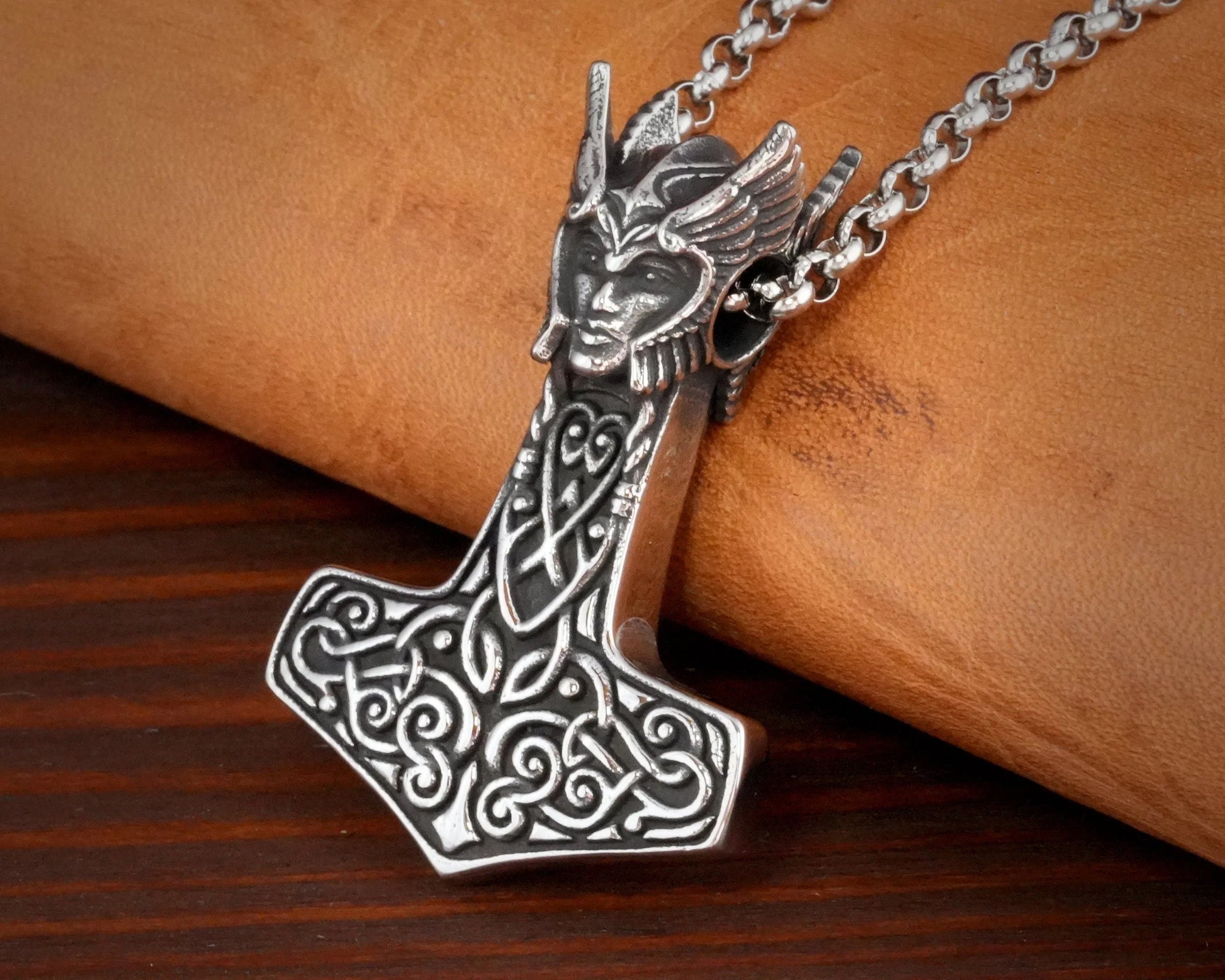 925 Sterling Silver Valkyrie Freya Shieldmaiden Woman Viking Thors Hammer Necklace Pendant Lagertha Charm - Baldur Jewelry