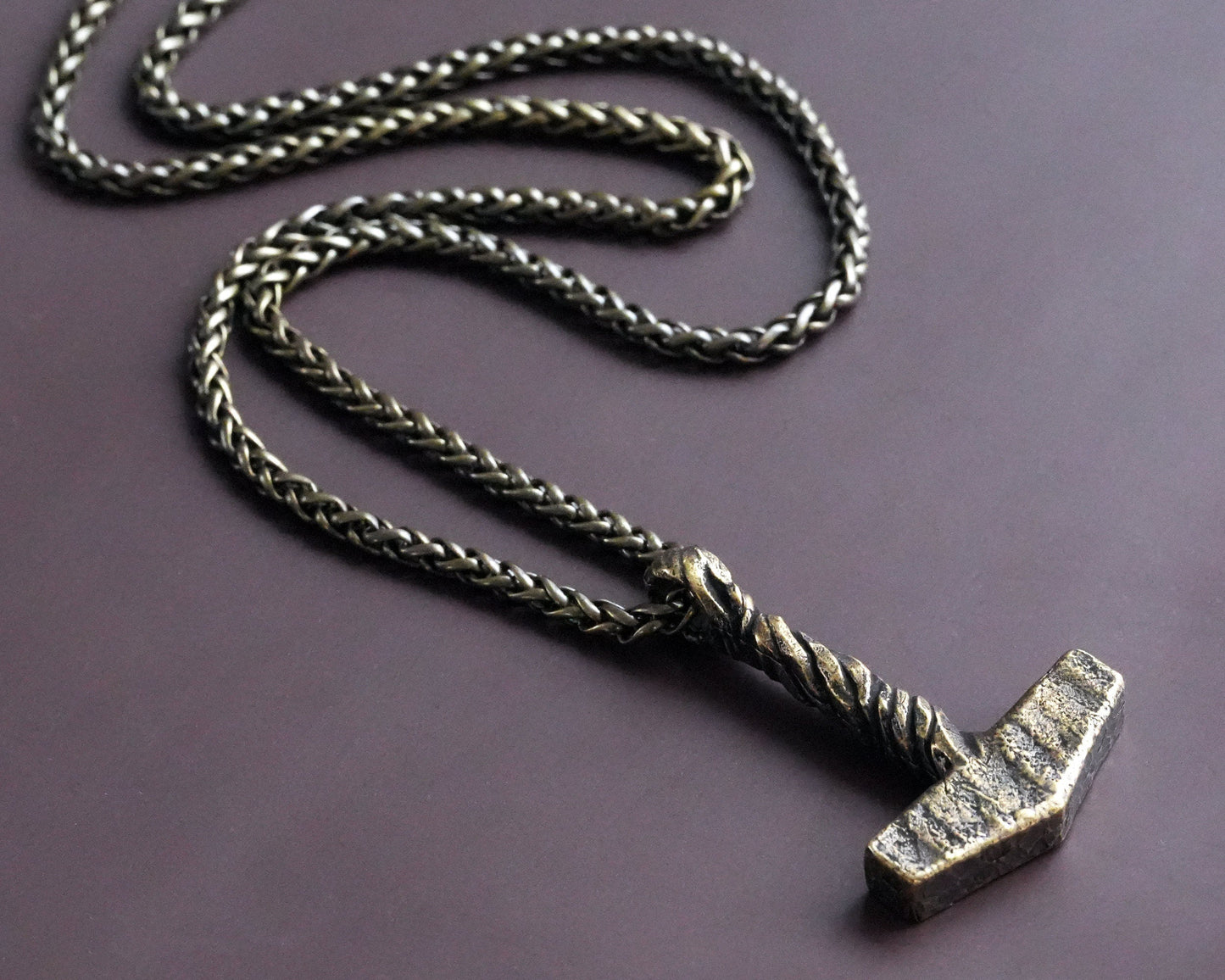 925 Sterling Silver Viking Hammered Texture Thors Hammer Thor Mjölnir Mjolnir Necklace Pendant - Baldur Jewelry