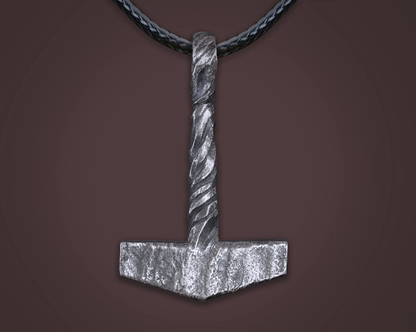 925 Sterling Silver Viking Hammered Texture Thors Hammer Thor Mjölnir Mjolnir Necklace Pendant - Baldur Jewelry