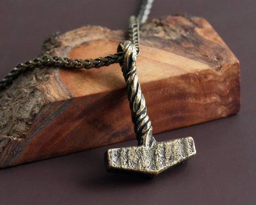 925 Sterling Silver Viking Hammered Texture Thors Hammer Thor Mjölnir Mjolnir Necklace Pendant - Baldur Jewelry