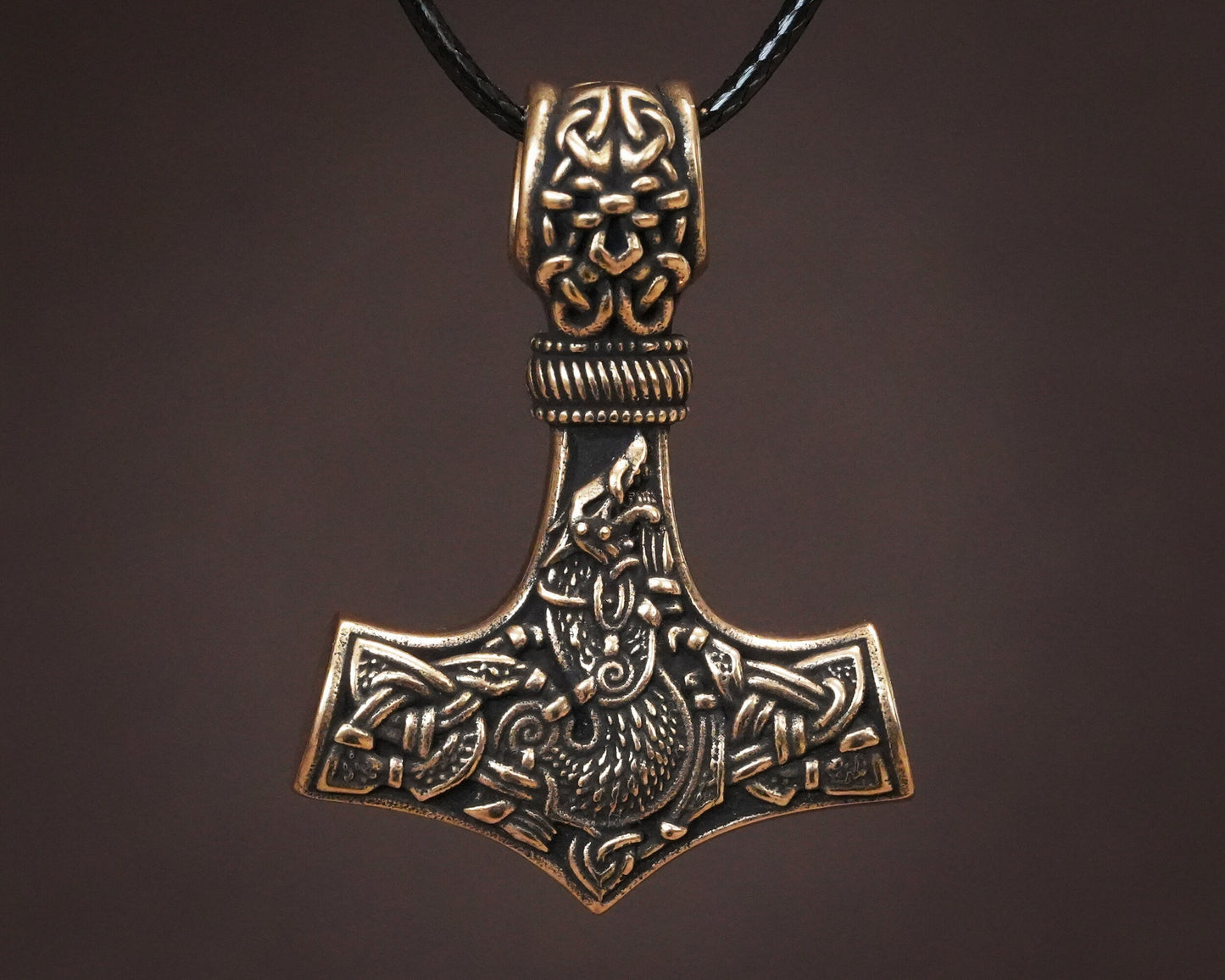 925 Sterling Silver Viking Wolf Fenrir Thor Hammer Thors Mjölnir Mjolnir Necklace Pendant - Baldur Jewelry