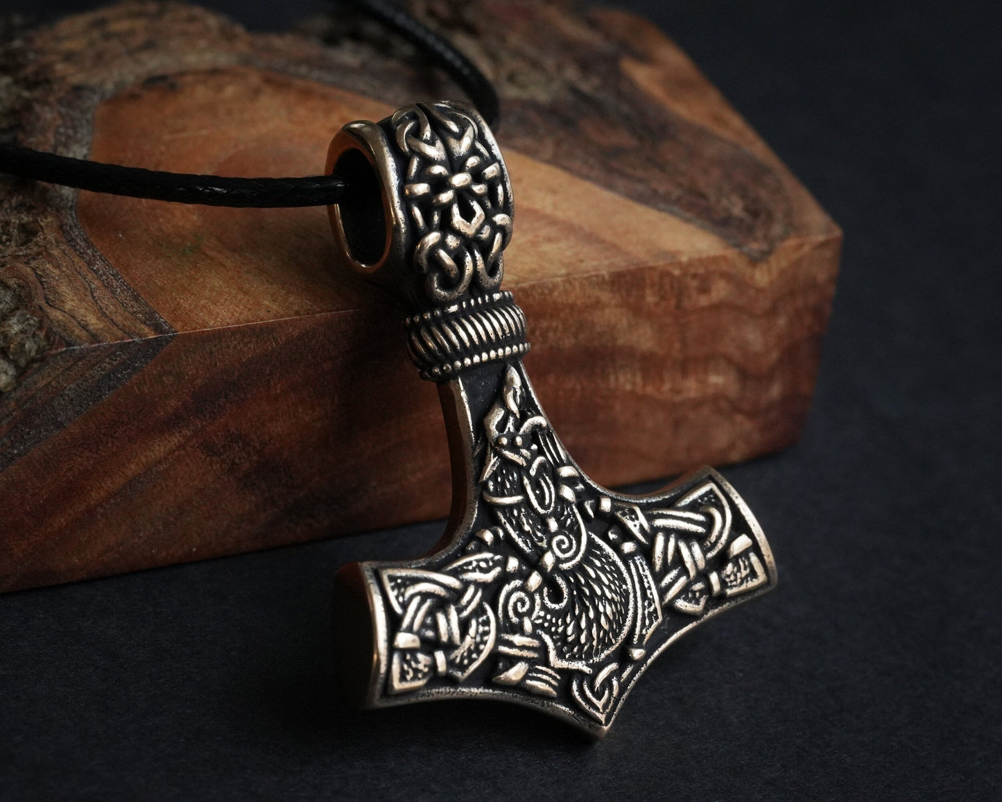 925 Sterling Silver Viking Wolf Fenrir Thor Hammer Thors Mjölnir Mjolnir Necklace Pendant - Baldur Jewelry