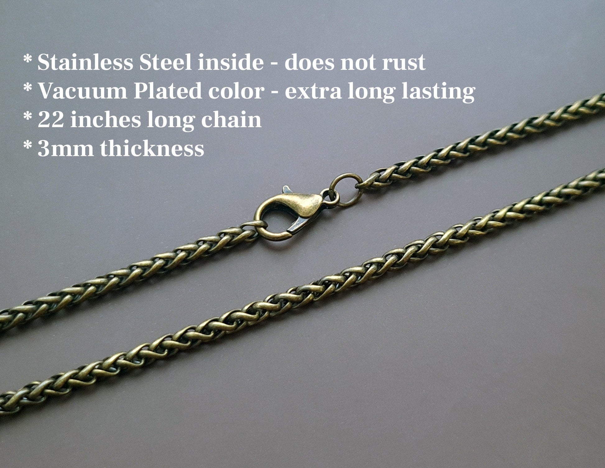 925 Sterling Silver Wheat Chain with soldered fittings 22 inches - Baldur Jewelry