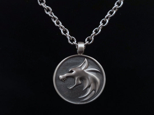 925 Sterling Silver Witcher Necklace Pendant With Chain - Baldur Jewelry