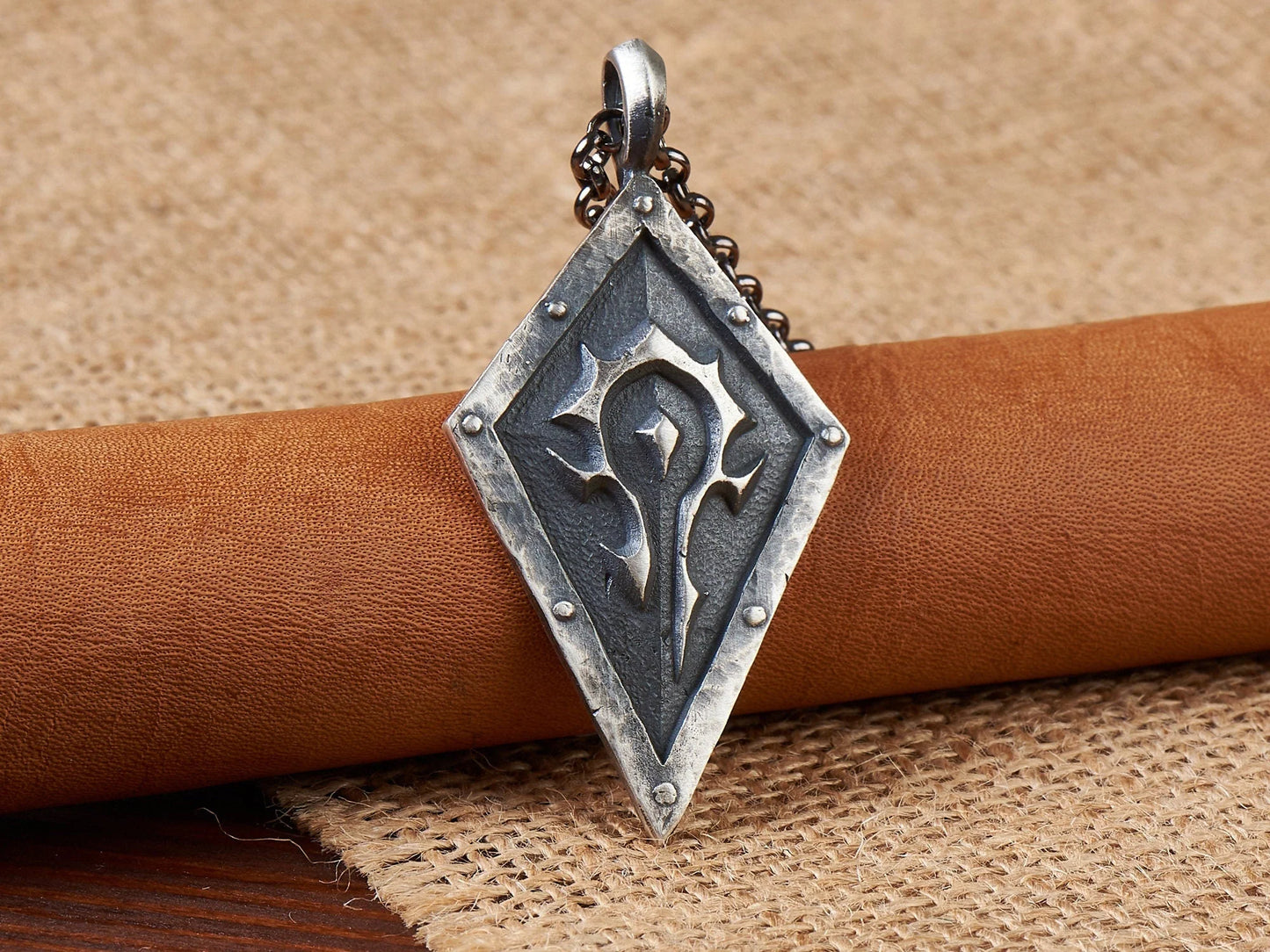 925 Sterling Silver / Brass WoW Horde Necklace Pendant Jewelry - Baldur Jewelry