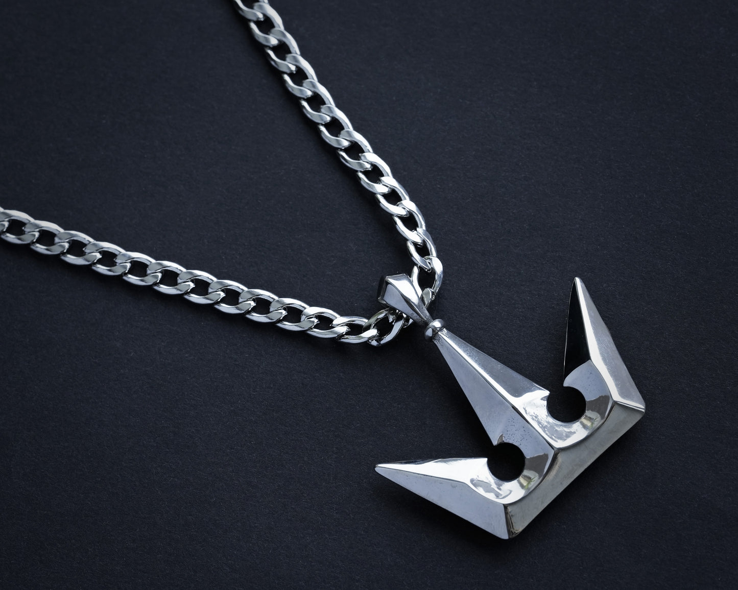 Stainless Steel Kingdom Hearts Sora Crown Queen Princess Pendant Necklace Charm Jewelry Extra Large Thick Chain Two Sided