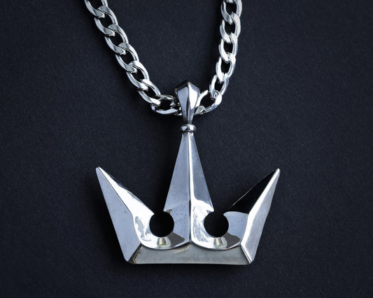 Stainless Steel Kingdom Hearts Sora Crown Queen Princess Pendant Necklace Charm Jewelry Extra Large Thick Chain Two Sided
