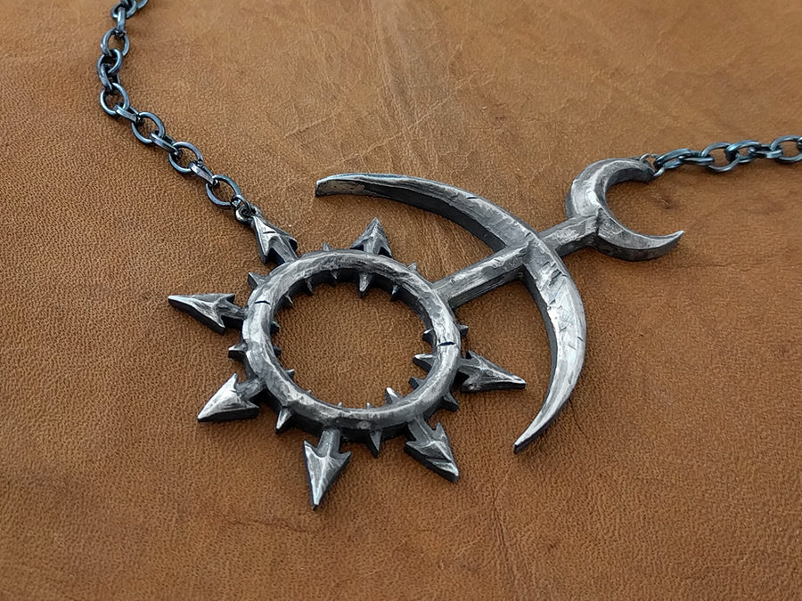 Warhammer 40K Chaos Slaanesh Hand Hammered Pendant Necklace