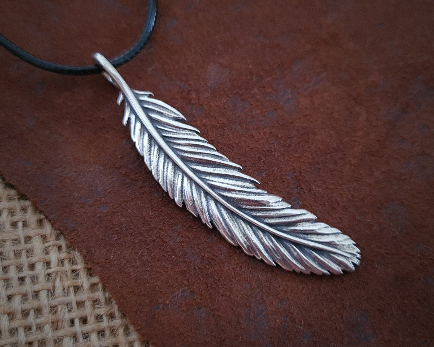 Angel Wings Feather Necklace Silver Brass Real Metal Cast Pendant With Adjustable String - Baldur Jewelry