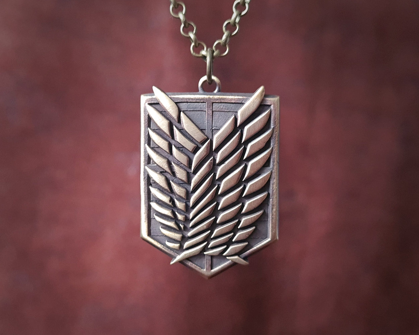 Attack on Titan - Scout Regiment Shield Necklace Pendant Amulet | 22 - Inch Chain - Baldur Jewelry