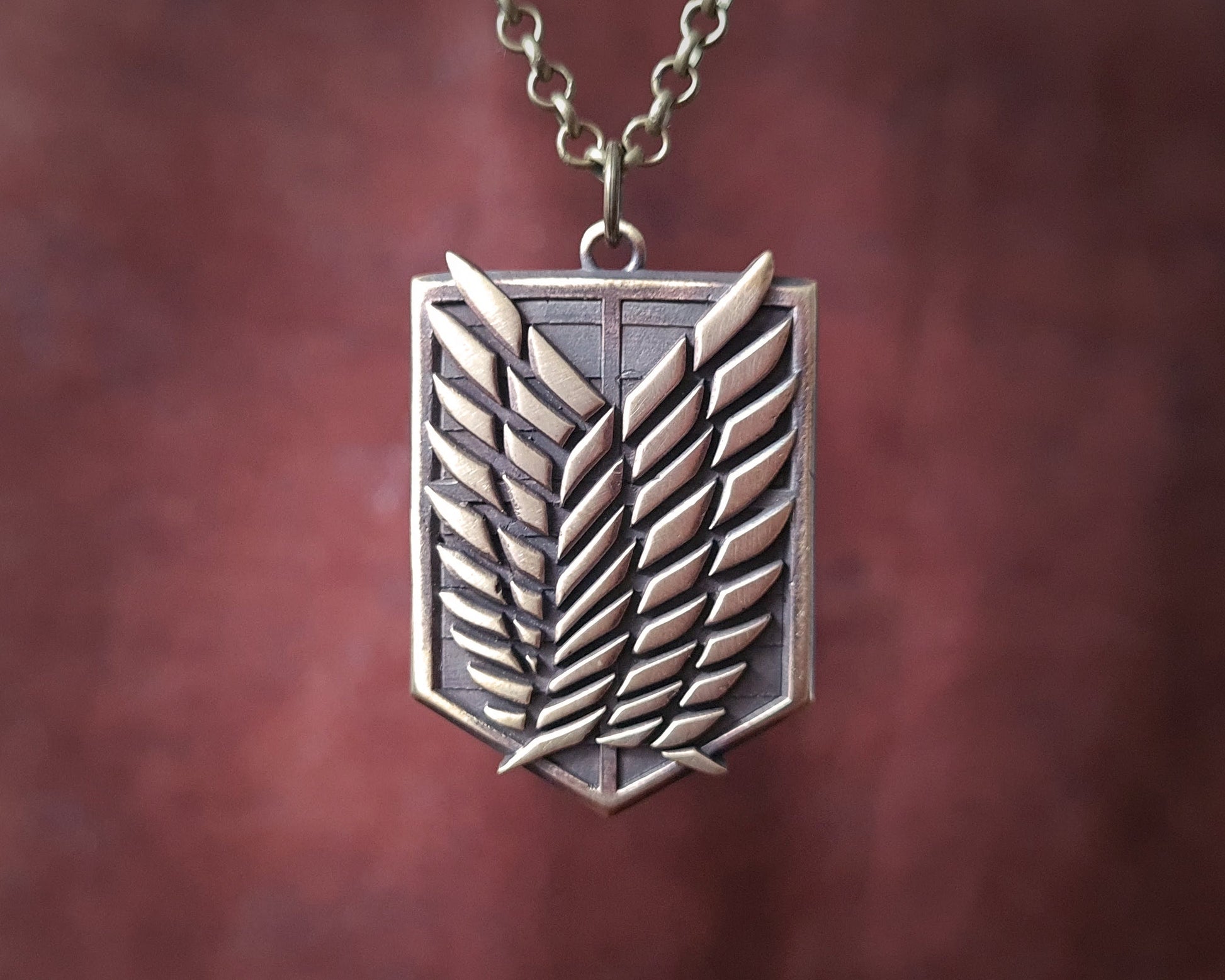 Attack on Titan - Scout Regiment Shield Necklace Pendant Amulet | 22 - Inch Chain - Baldur Jewelry