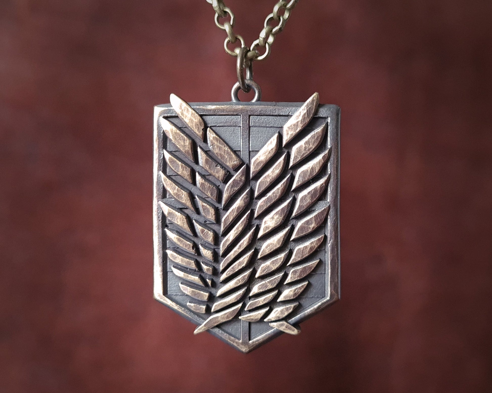 Attack on Titan - Scout Regiment Shield Necklace Pendant Amulet | 22 - Inch Chain - Baldur Jewelry