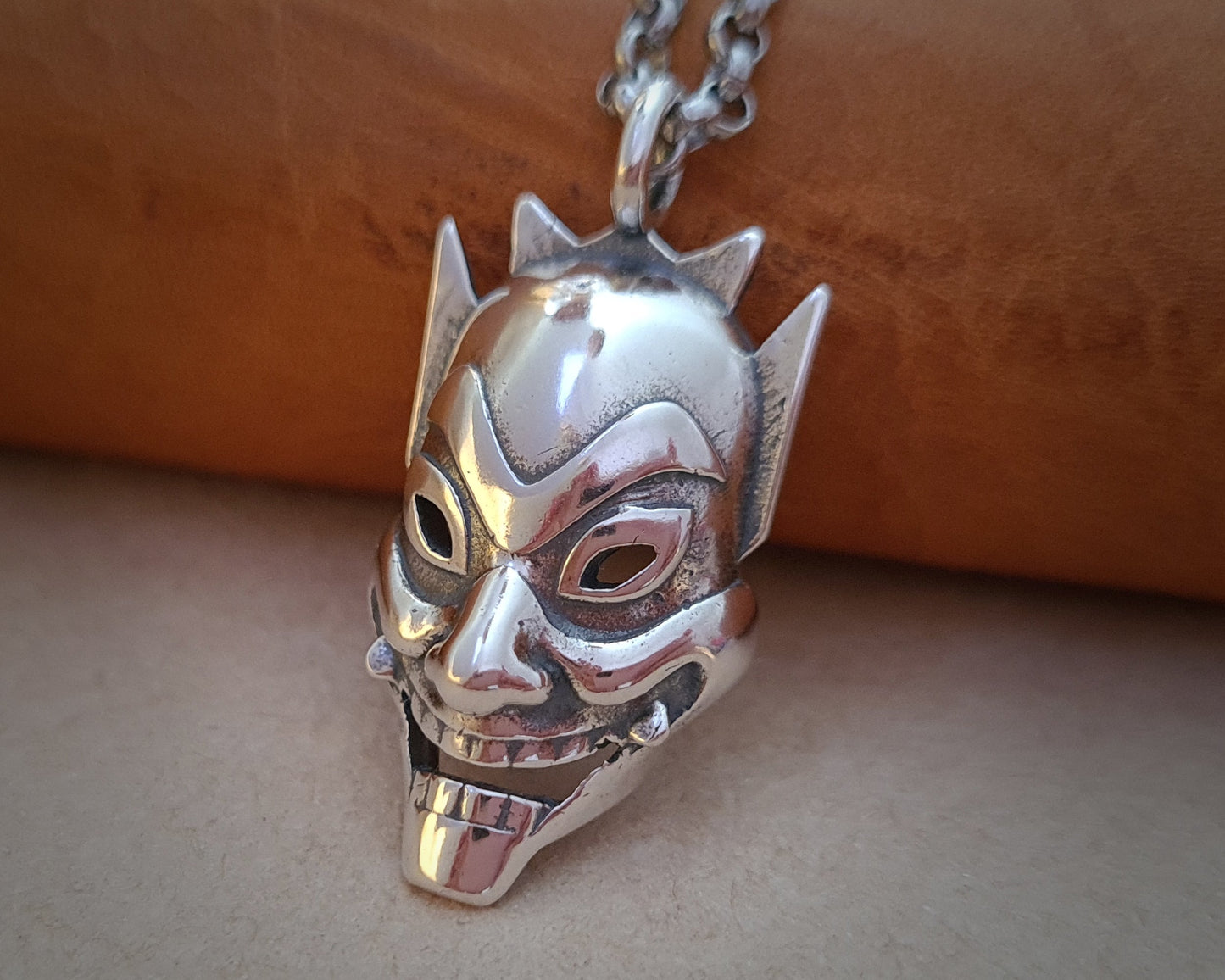 Avatar Airbender Blue Spirit Prince Zuko's Mask Mask Japanese Oni Hannya Hanyia Demon Pendant Necklace Jewelry Charm 925 Sterling Silver / Brass - Baldur Jewelry